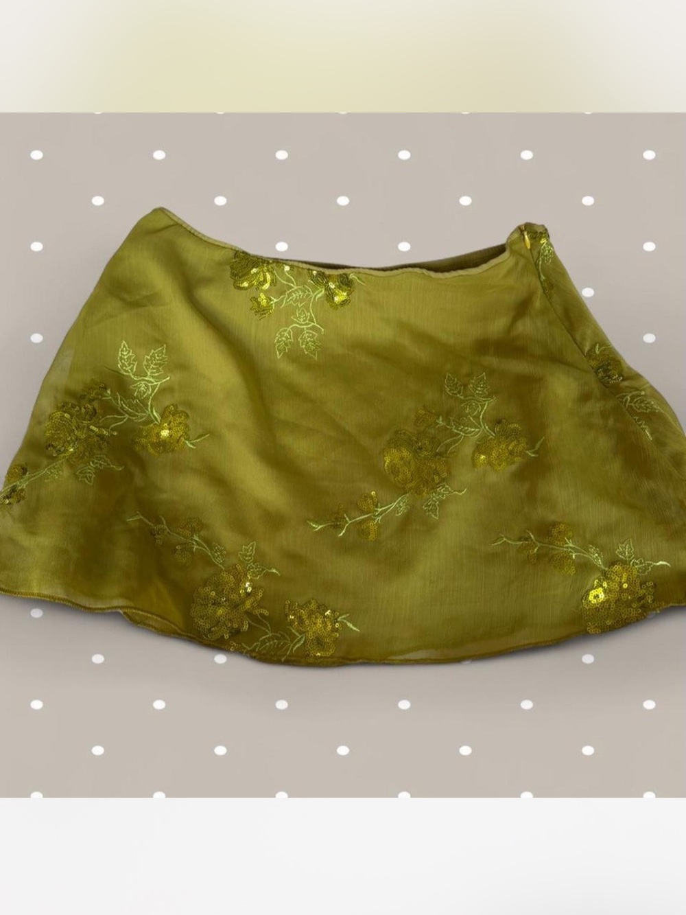 SHEIN Olive Green Embroidered A-Line Mini Skirt